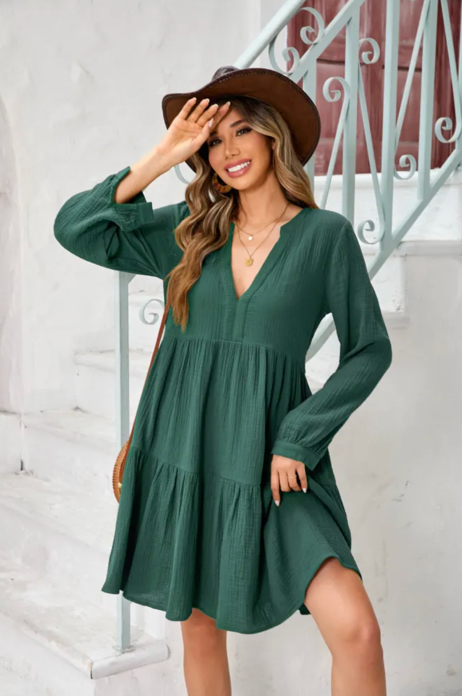 Women’s Summer V-Neck Cotton Mini Dress