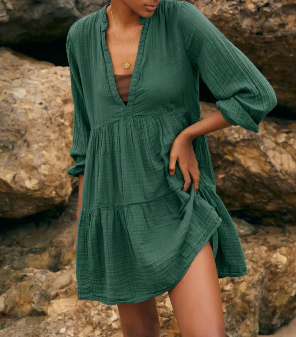 Women’s Summer V-Neck Cotton Mini Dress