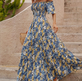 Floral Embroidered Off-Shoulder Maxi Dress