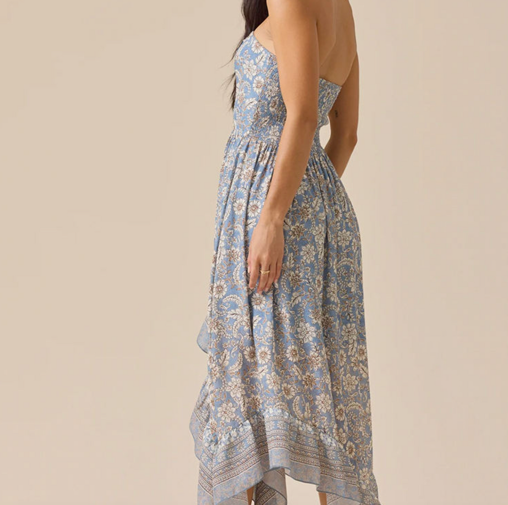 Boho Floral Strapless Mini Dress