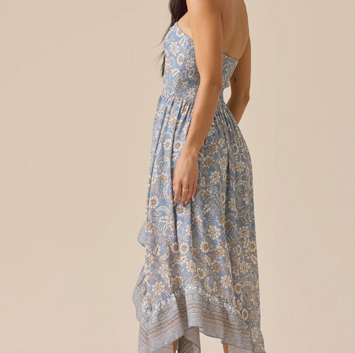 Boho Floral Strapless Mini Dress