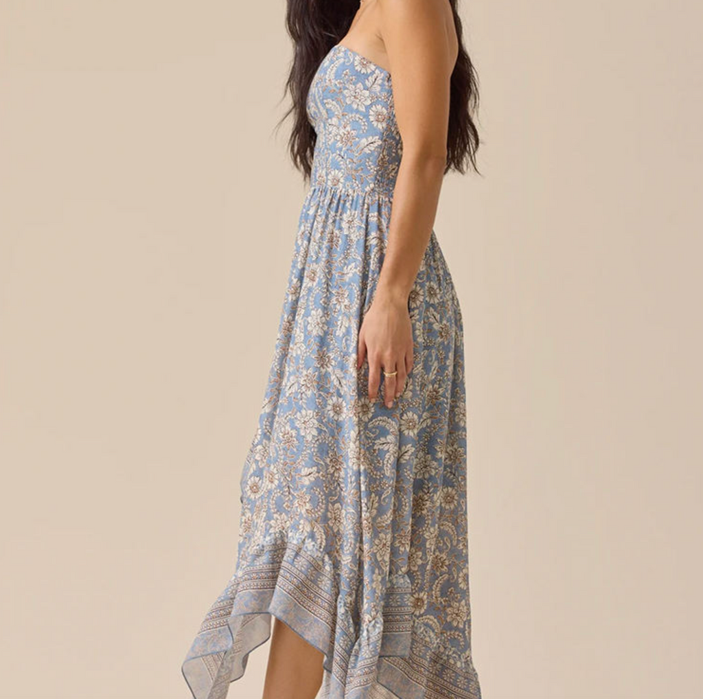 Boho Floral Strapless Mini Dress