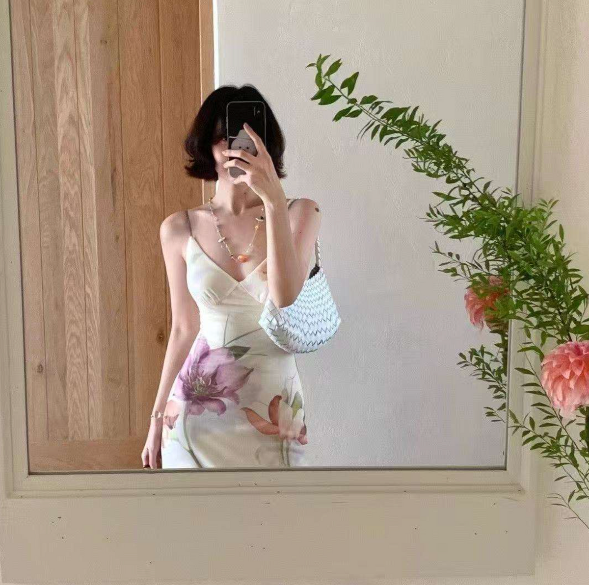 Floral Print Mesh Slip Maxi Dress