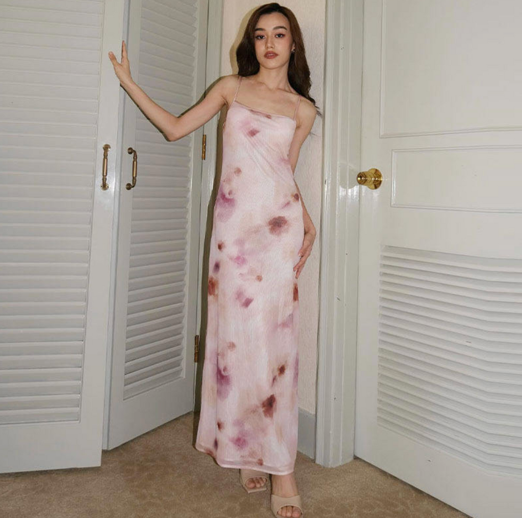 Women's Floral Print Spaghetti Strap Midi Dress